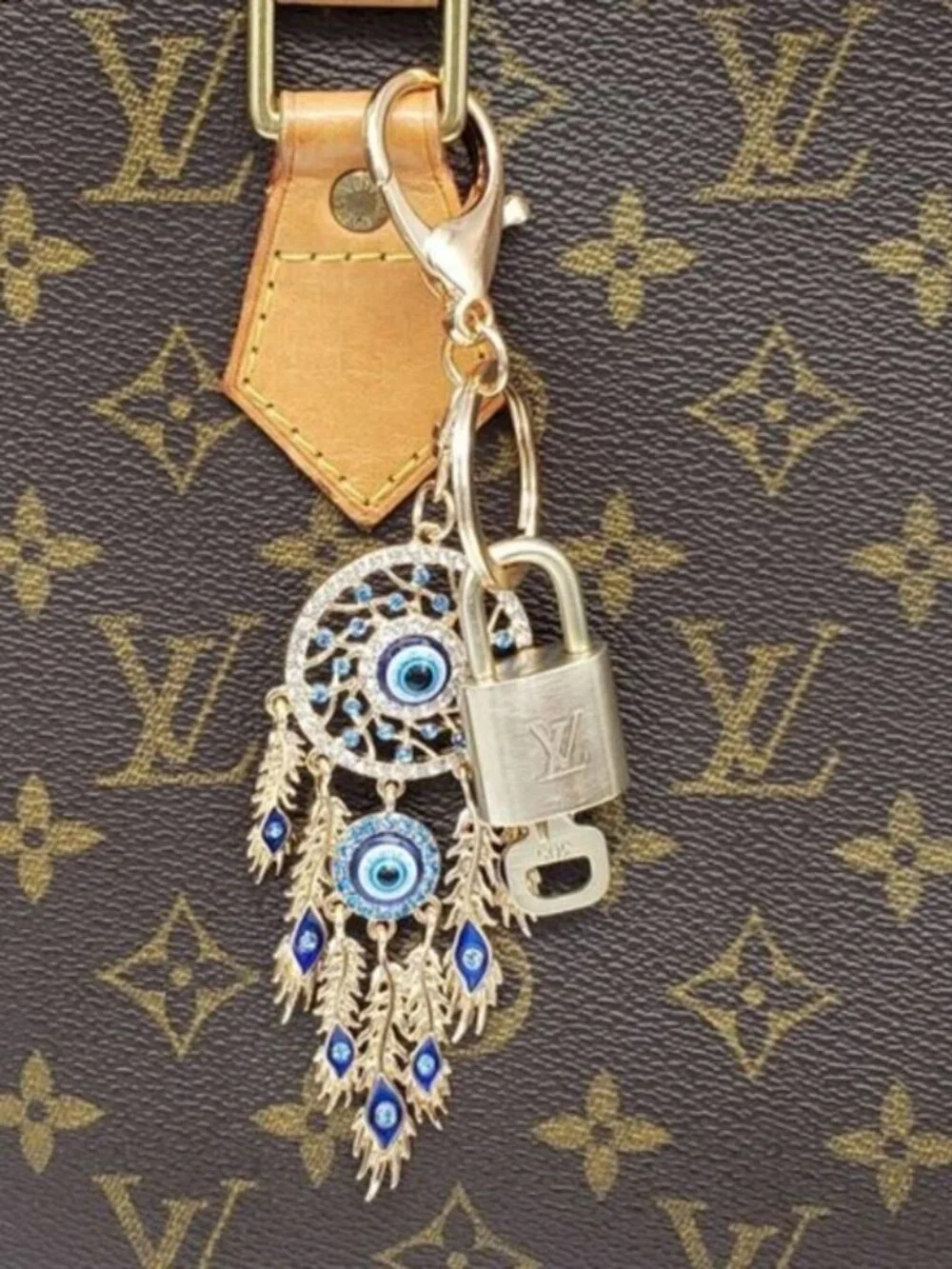 Authentic LV Gold Padlock & Key Set ✨ Luxury Bag Charm w/ Unbranded Keychain